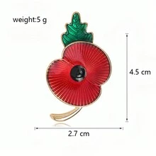 1入組鋅合金紅色滴油設計女裝胸針花禮品別針