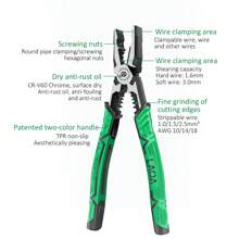 Laoa 5合1 9吋多功能電工鉗 - 非常適合夾、剝、剪、拉電線!(1件) - 綠色 - 查看 11
