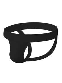 1pc Men's T-back Thong Underwear With Pouch For Push Up And Breathability, Low Rise Sexy Bikini Briefs, Simple Design - Black - View 6