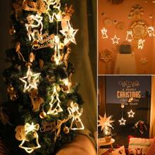 聖誕裝飾燈、電池供電的 Led 吊燈。吸盤掛鉤聖誕老人形狀燈。適用於聖誕樹、花圈、窗玻璃、派對、度假屋室內外裝飾