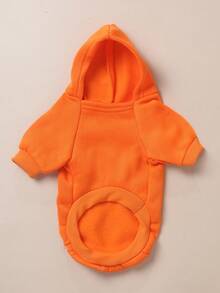 1件聚酯純色帶口袋連帽衛衣,透氣保暖,適合小型犬貓秋冬穿著 - 橘色 - 查看 3