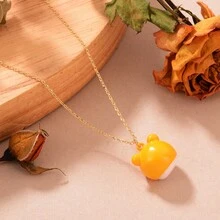 1 件铜镀彩色娃娃头形吊坠项链，女士约会、聚会和礼物配饰