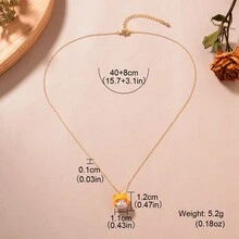 1 件铜镀彩色娃娃头形吊坠项链，女士约会、聚会和礼物配饰