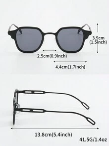 1pc Men's Metallic Round Fashion Glasses With Polygonal Punk Fashion Frame - Black - View 5