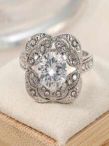1pc Minimalist & Unique Design Engagement/Wedding Ring, Suitable For Daily Wear For Women - Silver - View 3