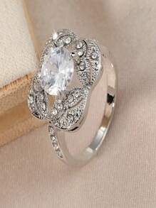 1pc Minimalist & Unique Design Engagement/Wedding Ring, Suitable For Daily Wear For Women - Silver - View 5