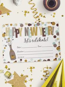 20pcs Happy New Year Invitation Cards, Party Greeting Cards, Festival Blessing Cards - Multicolor - View 3