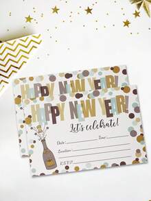 20pcs Happy New Year Invitation Cards, Party Greeting Cards, Festival Blessing Cards - Multicolor - View 1