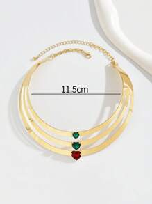 1 Pieza Collar De Gargantilla Con Incrustaciones De Estrás Exagerado Y Elegante - Amarillo Oro - Ver 5