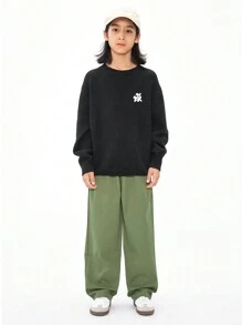 DKRD Boys' Leisure Loose-fit Cargo Pants Spring & Autumn Sports Trousers - Army Green - View 4