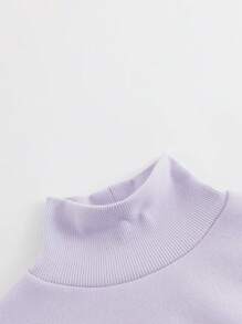 女童可愛有趣的半領保暖衬里印花運動衫,適用於秋冬季節 - 紫色 - 查看 8