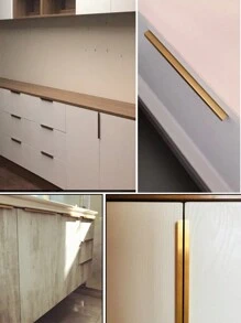 2 Miếng Ẩn giấu Đồ nội thất Tay cầm Vàng Phòng bếp Tủ Kéo , Độ chính xác cao Hợp kim nhôm Phong cách hiện đại Ngón tay Cạnh Kéo Xử lý Đối với Tủ Tủ Và Ngăn kéo - Vàng - Xem 5