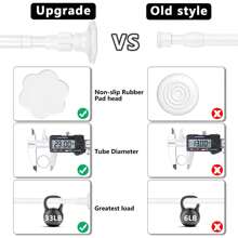 3pcs/5pcs/6pcs Solid Color Adjustable Tension Rods For Window, Tile And More, No Drilling Required, 28-48 Inches (approx.) Spring Tension Rods, Big Curtain Rod - White - View 7