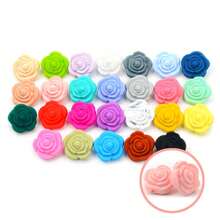 18入組硅膠製玫瑰形珠子,適用於手鍊、項鍊、鑰匙扣、袋子裝飾diy製作