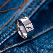 1pc Simple Stainless Steel Lightning Design Ring For Unisex Western Style - Multicolor - View 8