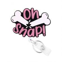 1 Miếng Hoạt hình Vỡ Khúc xương Huy hiệu Có thể thu vào , Y tá Id Tên Thẻ Với Cá sấu Xoay Kẹp , Dễ thương Vỡ Khúc xương Kẹp huy hiệu Đối với Y tá Học sinh - Màu Hồng  San hô - Xem 1