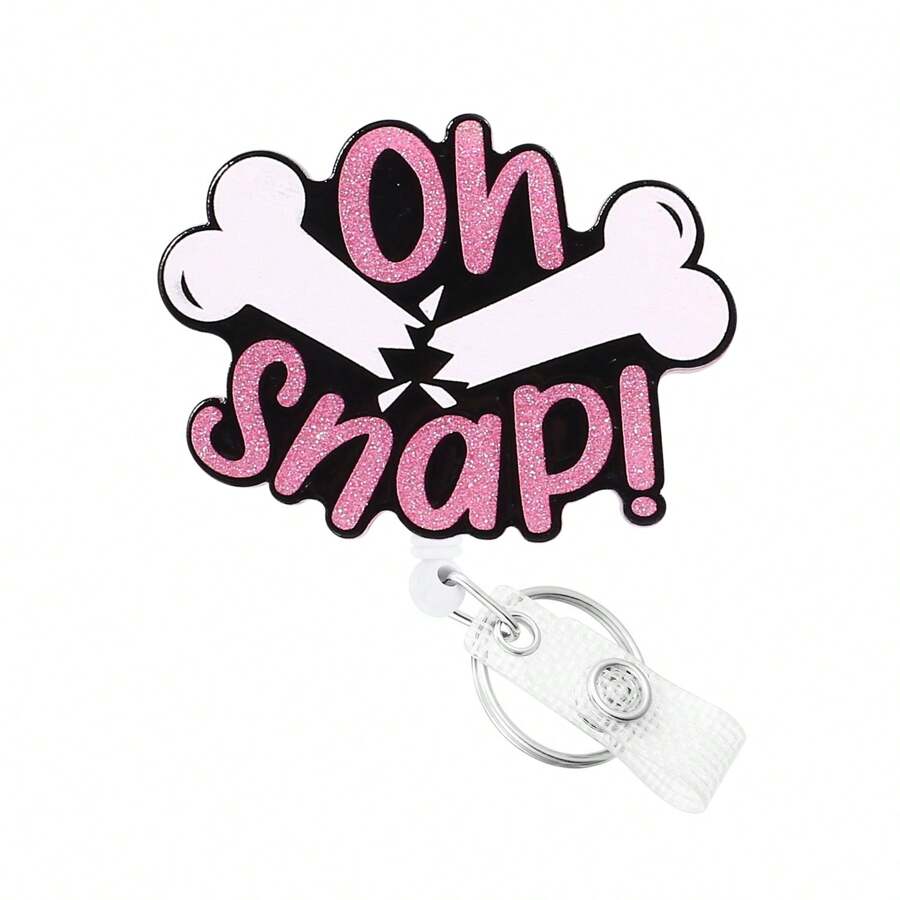 1 Miếng Hoạt hình Vỡ Khúc xương Huy hiệu Có thể thu vào , Y tá Id Tên Thẻ Với Cá sấu Xoay Kẹp , Dễ thương Vỡ Khúc xương Kẹp huy hiệu Đối với Y tá Học sinh - Màu Hồng  San hô - Xem 1