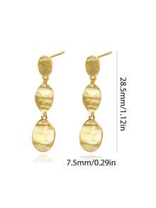 FOREVER QUEEN 925純銀極簡幾何耳環14k鍍金復古垂飾耳環珠寶禮物,適用於女性女孩