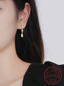 FOREVER QUEEN 925純銀極簡幾何耳環14k鍍金復古垂飾耳環珠寶禮物,適用於女性女孩