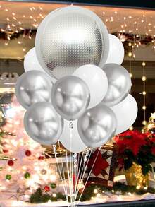 12入組白金色銀色4d箔氣球、金屬乳膠氣球的聖誕節裝飾套裝