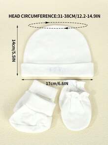 軟綿綿、友善肌膚的新生兒帽子+手套+襪子套裝 - 白色 - 查看 5