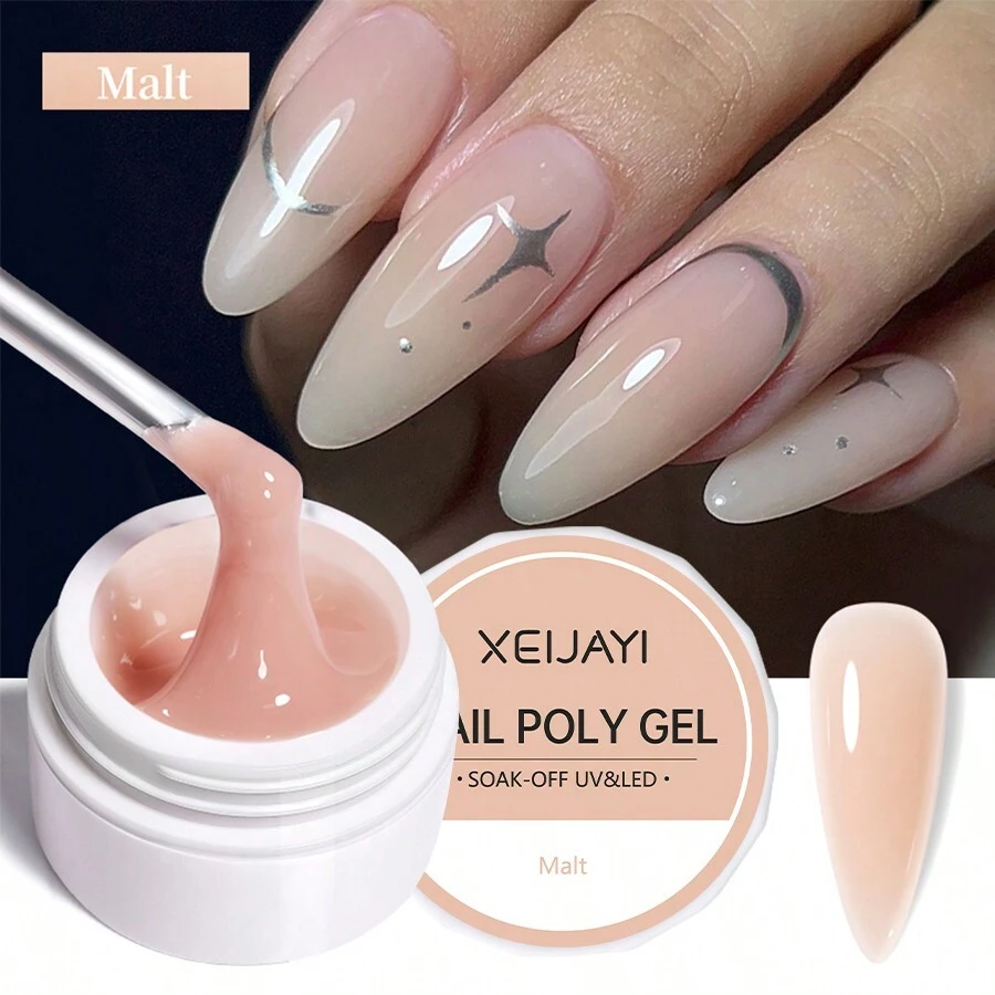 XEIJAYI 1Pc Lotus Nail Extension Gel Non-Stick Hand Phototherapy Quick Building Gel Soak Off Uv Led Nail Gel For Home Salon Use Nail Stamping Gel Polish - 杏色 - 查看 1