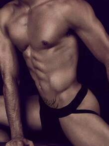 1pc Men's T-back Thong Underwear With Pouch For Push Up And Breathability, Low Rise Sexy Bikini Briefs, Simple Design - Black - View 5