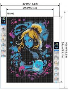 钻石画黑暗少女个性化钻石画套装，成人DIY 5D钻石画入门套装，全钻钻石点画，艺术工艺品，儿童家居派对墙面装饰，30*40厘米无框