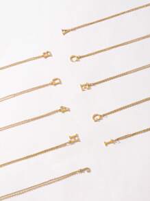 1入個性化極簡主義女士不銹鋼26個字母掛墜項鍊 - 金黃色 - 查看 2