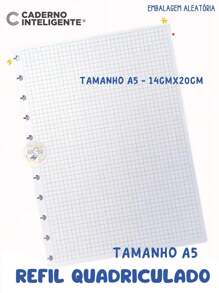 Caderno Inteligente, Folha Refil Quadriculado - Tamanho A5 - Multicolorido - Visão 1