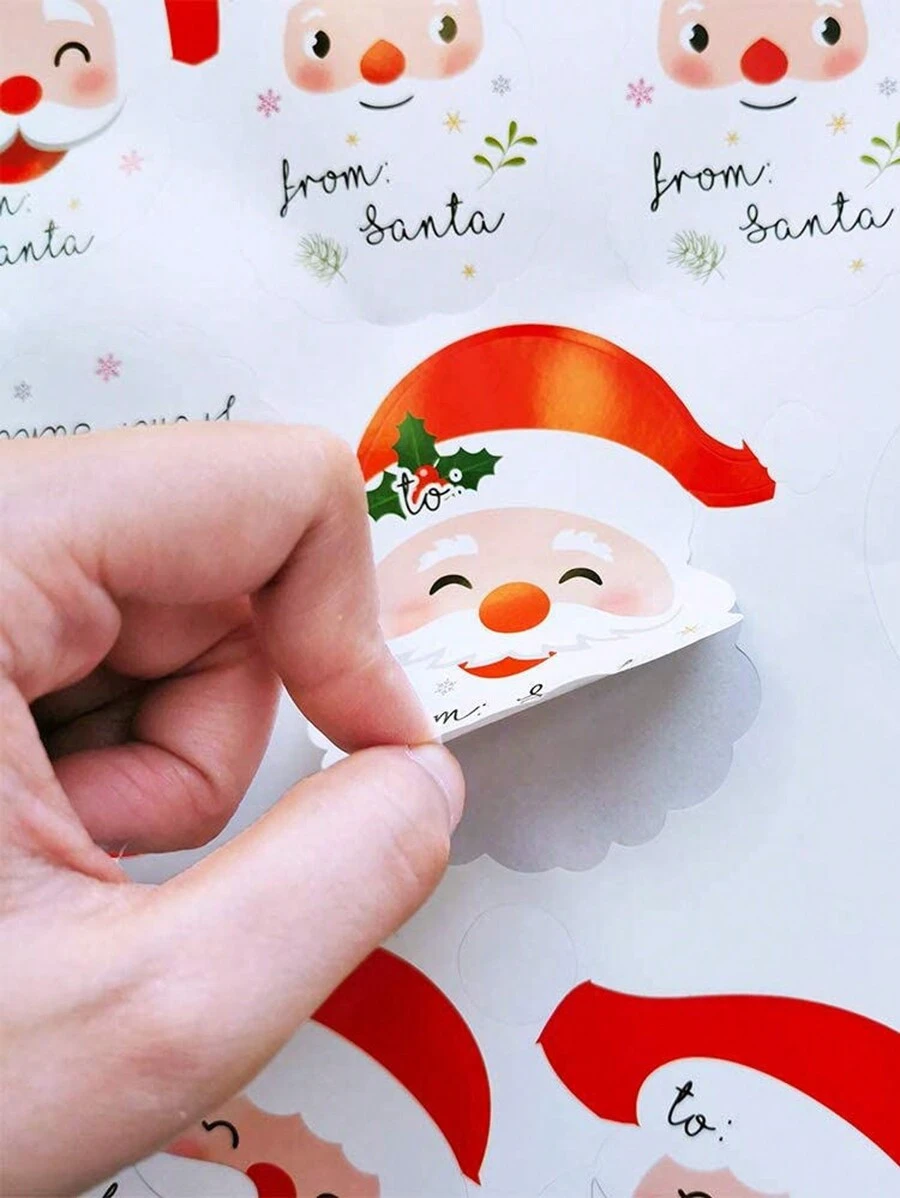 1 Sheet/9pcs Santa Claus Gift Tags Stickers For Christmas Presents And Gift Wrapping - Multicolor - View 1