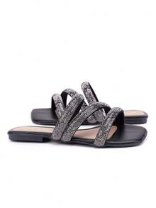 Women Flat Sandals - 黑色 - 查看 6