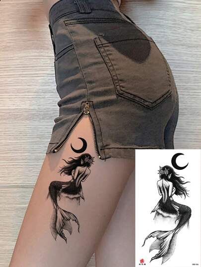 1 Pezzo Adesivo Tatuaggio Temporaneo Impermeabile Con Stile Di Capelli Di Sirena Elegante, Sexy Ragazza E Motivo Luna tatuaggi finti
tatuaggio
tatuaggi temporanei