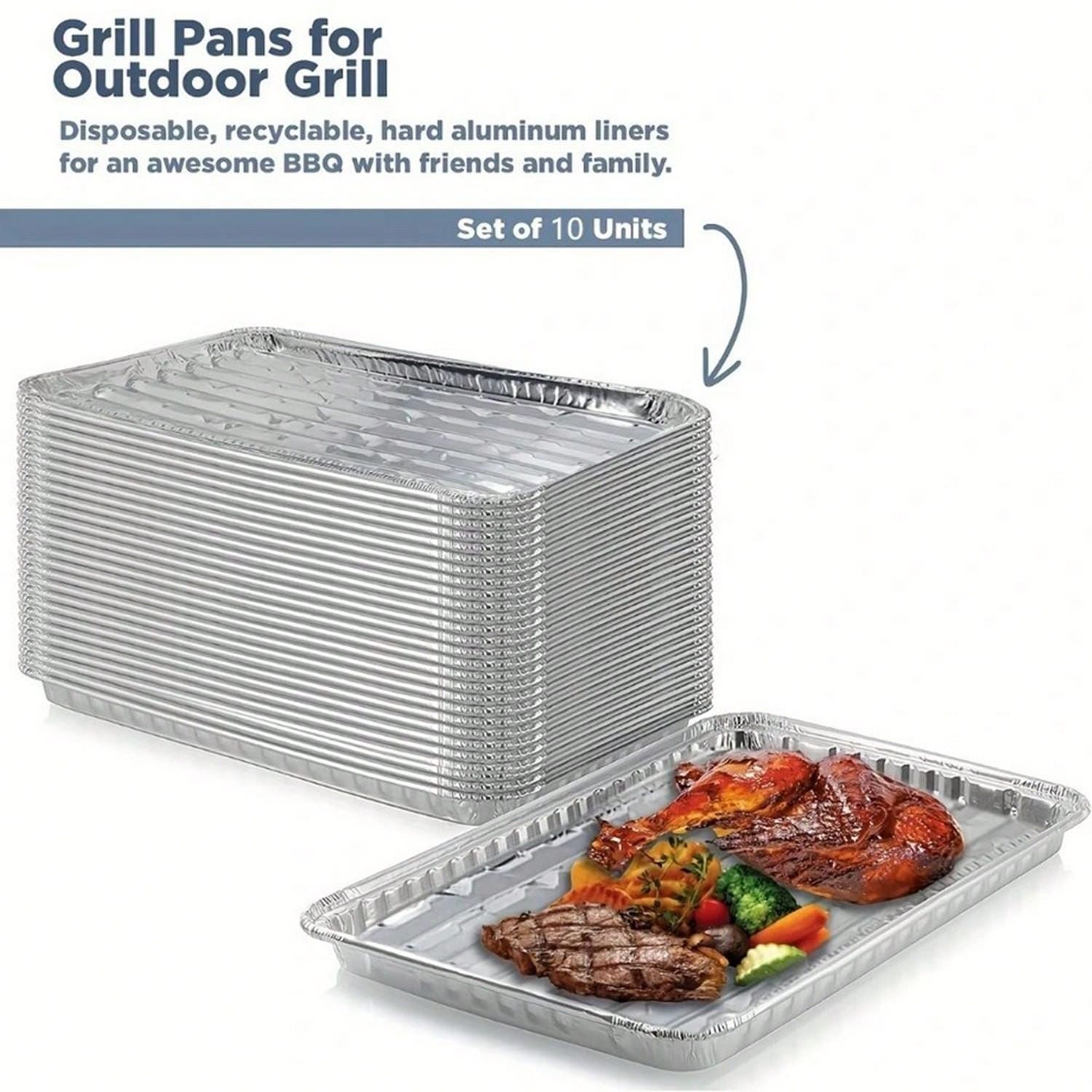 10pcs 9*13inch Disposable Aluminum Foil Baking Pan & Grill Rack Liner