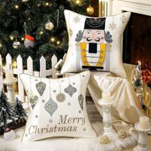 1 szt. Poszewka na poduszkę świąteczną, haft płatków śniegu 18x18 Poszewka na poduszkę Home Xmas Gold dekoracyjna poszewka na poduszkę miękka na sofę łóżko krzesło