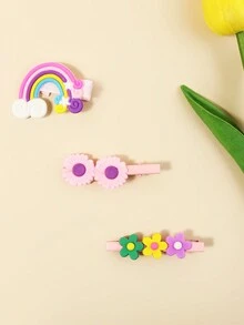 14pcs/set Cute Cartoon Patterned Kids' Hair Clips - Pink - View 6