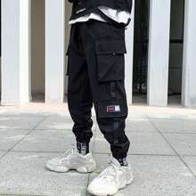 Men's Hip Hop Style Harem Cargo Pants - Black - View 1