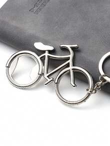 Creative Bicycle Shaped Bottle Opener Keychain Key Chain Charms - Silver - View 4