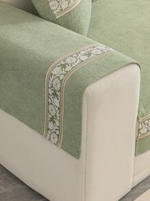 1入新中式絨布沙發坐墊套，優雅防滑沙發披肩，四季通用 - 綠色 - 查看 7