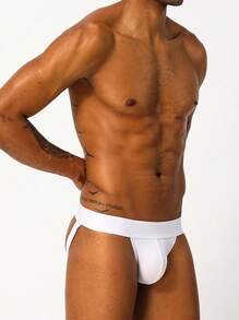 1pc Sexy Low-waist Buttock-enhancing Thongs For Men, Breathable & Comfortable Briefs With Contoured Pouch - White - View 5