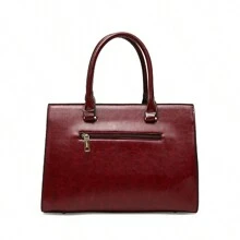 1 件時尚鱷魚圖案單肩包,帶長錢包、手拿包和手提包套裝,適合女士、酒紅色包、包和新年理想禮物 - 酒紅色 - 查看 3