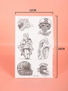 1款具逼真風格且防水的非反光賽車手臨時紋身貼紙,適用於男性的手臂和頸部 - 黑色 - 查看 3