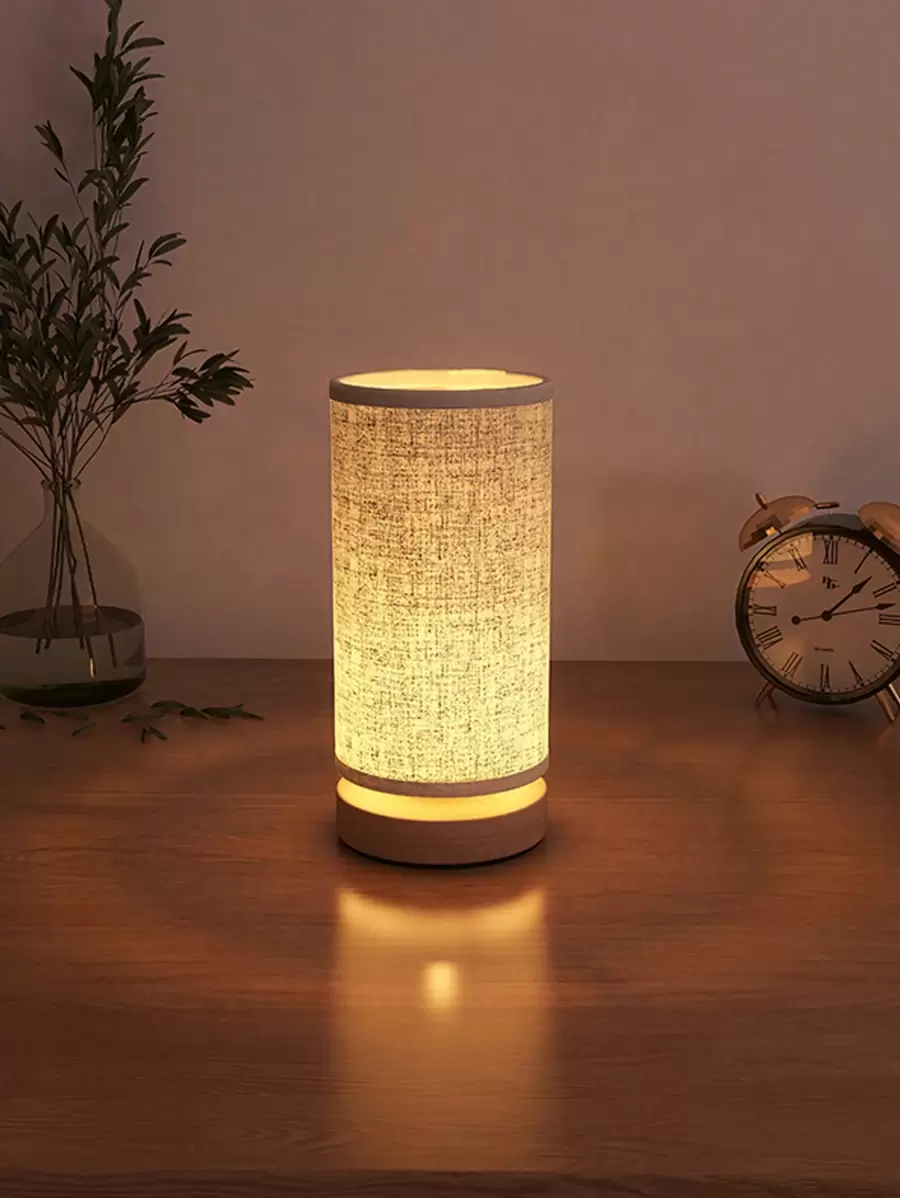Warm Light Nursing Lamp, Bedroom Bedside Fabric Lamp With Wooden Base, Creative Decoration Night Light