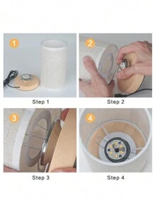 Warm Light Nursing Lamp, Bedroom Bedside Fabric Lamp With Wooden Base, Creative Decoration Night Light