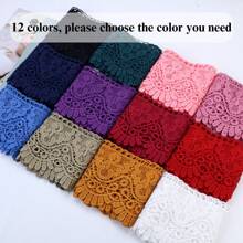 1 碼威尼斯蕾絲裝飾綠色歐洲皇冠圖案無彈性刺繡蕾絲縫紉工藝適合婚禮貼花、洋裝、新娘、聖誕裝飾品