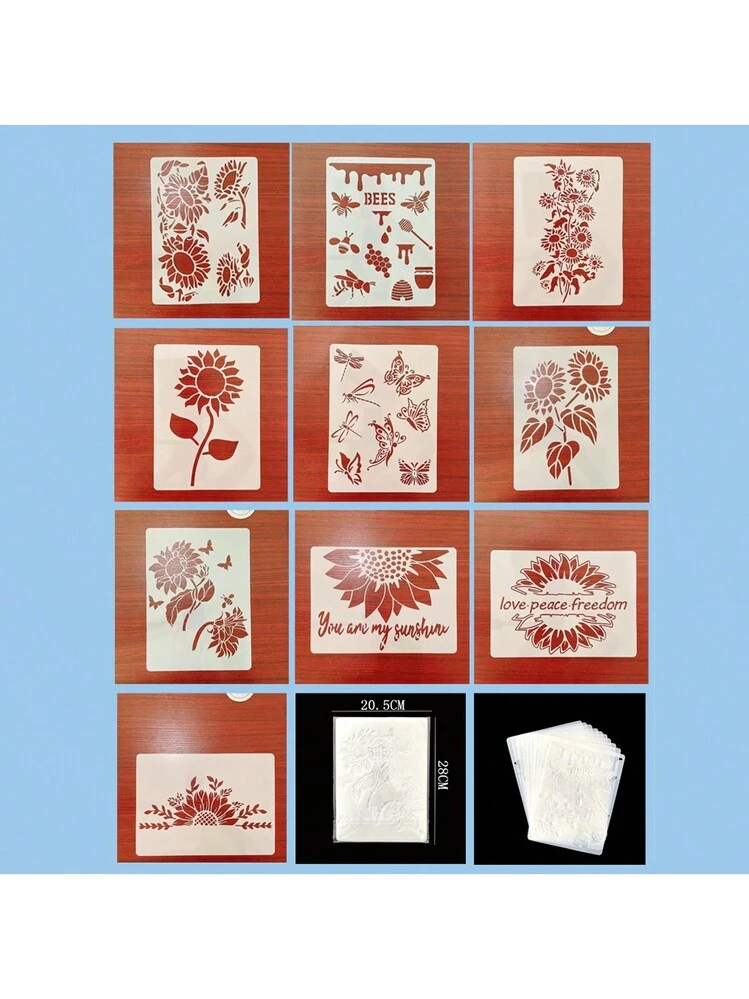 Stencil Per Pittura Fai Da Te Con Fiori E Foglie - 7,6x15 Cm, Riutilizzabile In PET, Per Legno, Tela E Mobili