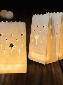 10pcs  White Luminary Candle Bags Reusable Fire-Retardant  Material for Wedding Valentine Reception Engagement Event Marriage Proposal - White - View 4
