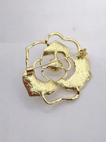 1件空心玫瑰花圖案假珍珠胸針,適用於外套、羊毛衫或衣服配件 - 玫瑰花胸針 - 查看 5