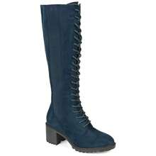 Womens Jenicca Tru Comfort Foam Extra Wide Calf Stacked Heel Knee High Boots - Màu xanh lam - Xem 1