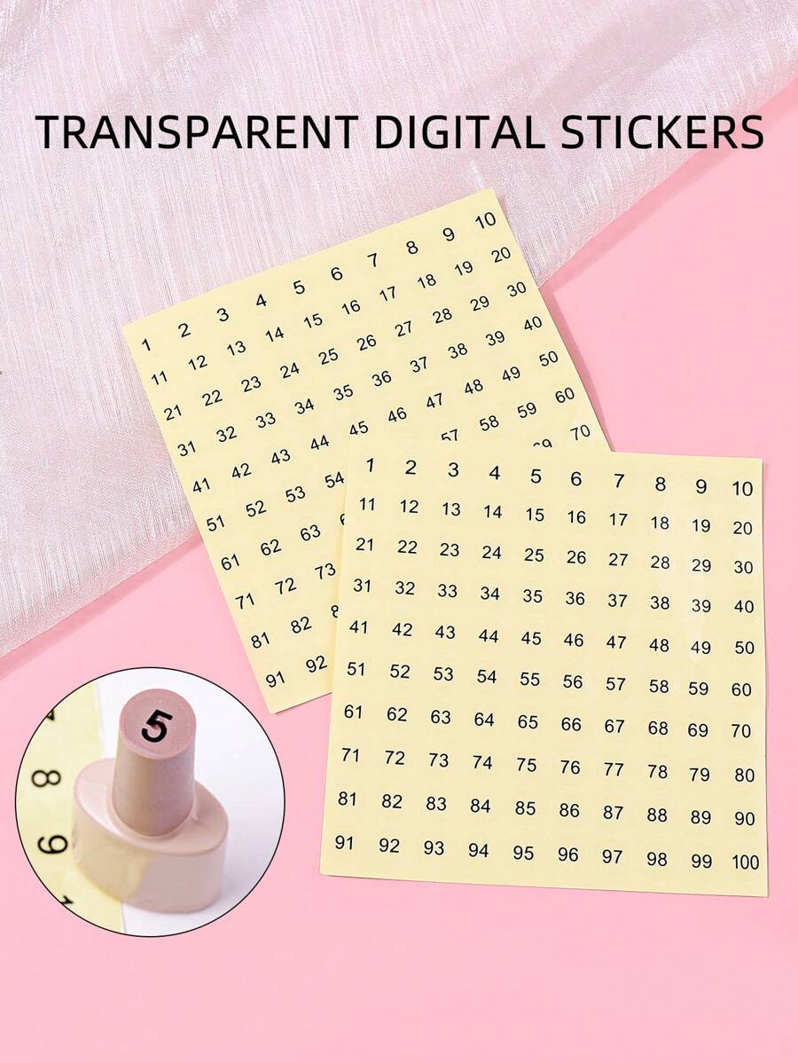 klimonla 2pcs Transparent Round Number Nail Art Sticker Nail Polish Gel Color Swatch Paper Label,Nail Supplies,Nail Tools,Nail Art Tools,Back To School,Nails,Nail Tools For Press On Nails - Clear - View 1